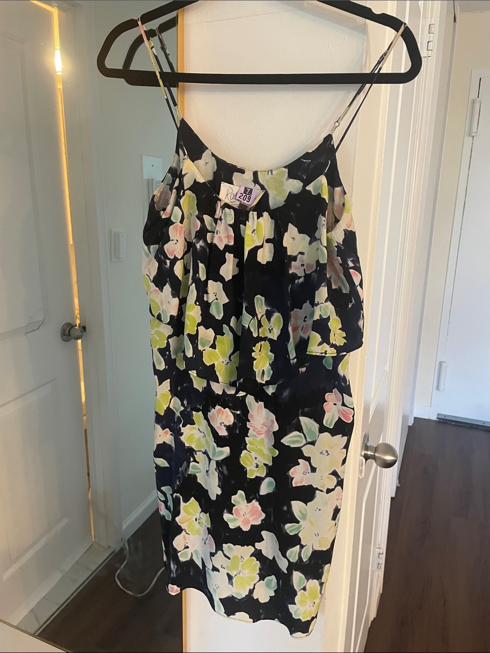 Rory Beca Black Floral Slip Dress with Pastel Flowers